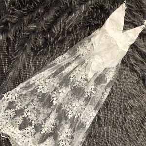 White exposed Bodysuit lace maxi dress